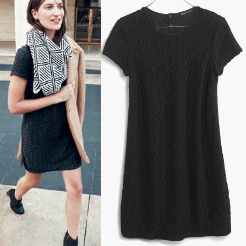 Sezane Madewell Lace Shift Dress Black Size 0 Textured French Minimalist Capsule